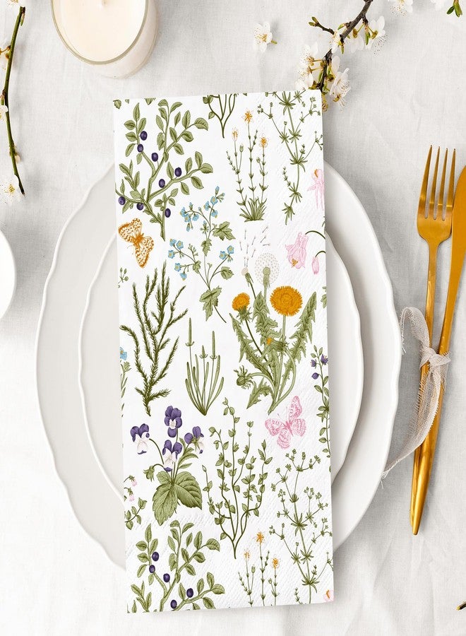 JarThenaAMCS مناديل ورقية للضيوف من JarThenaAMCS، 120 قطعة، بنقشة زهور برية ربيعية، لون أخضر، بنمط زهور برية عتيقة، للاستخدام مرة واحدة، مناسبة للحمام والمنزل وحفلات الزفاف وأعياد الميلاد وحفلات استقبال المولود الجديد، مستلزمات تزيينية - Image 3